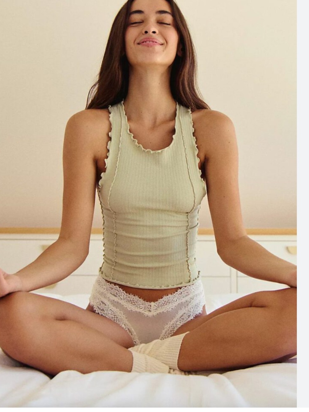 Free People Intimately Better This Way Tank on Olive Size M/L Retail $38